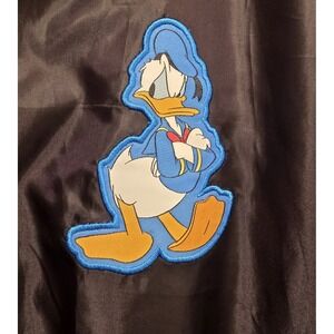 Disney Fleece Jacket Blue and Black Donald Duck Patch Pockets Size XL Full Zip